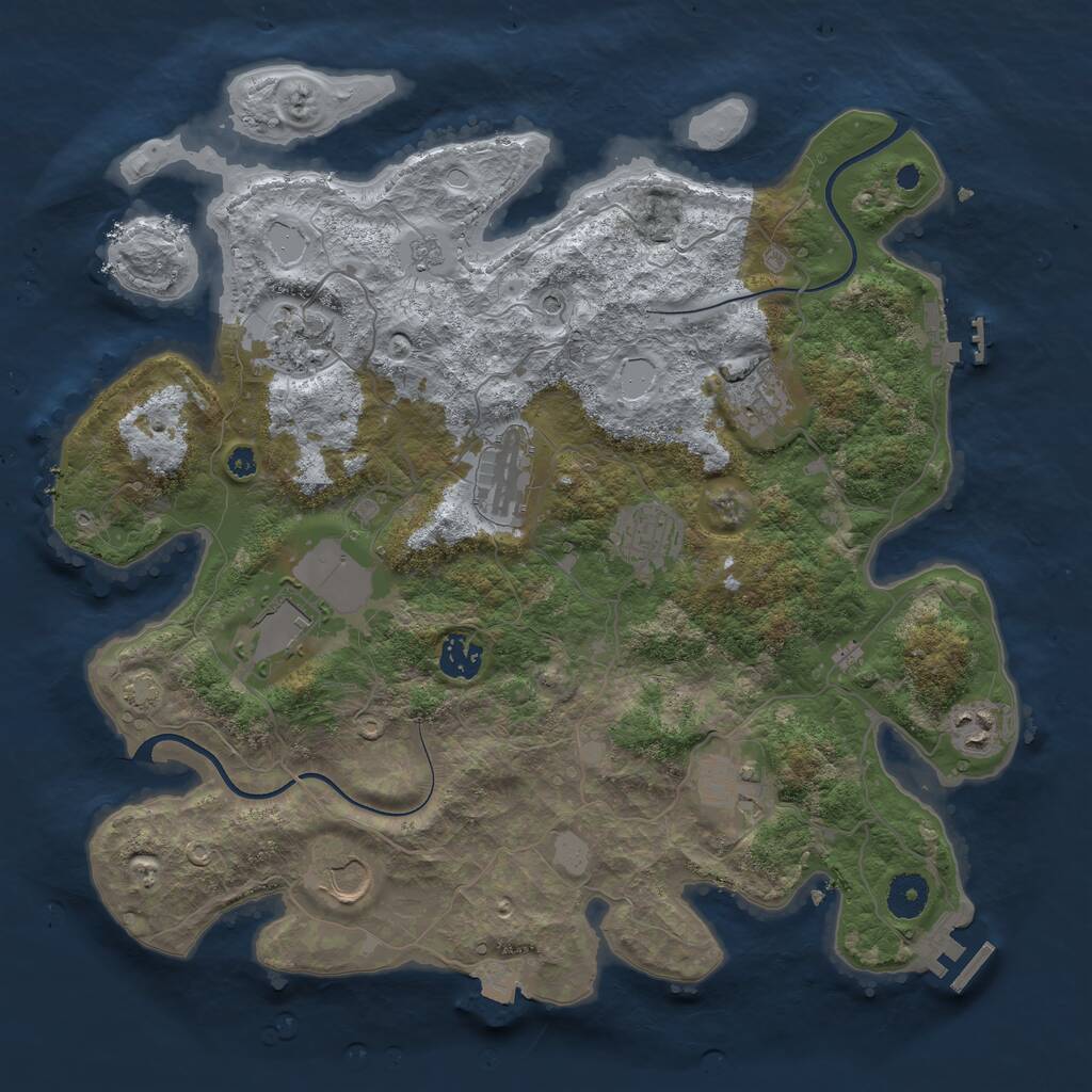 Rust Map: Procedural Map, Size: 3750, Seed: 74035983, 15 Monuments