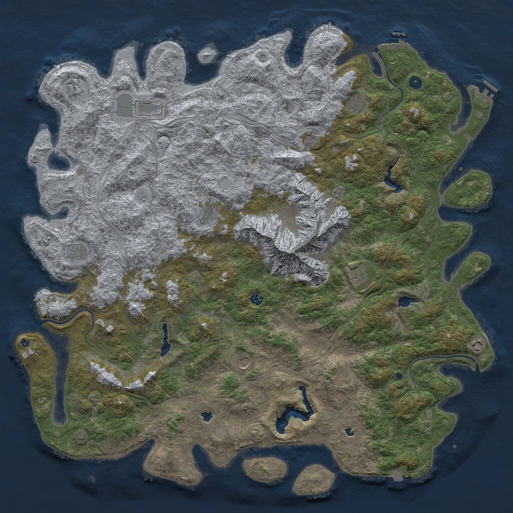 Rust Map: Procedural Map, Size: 6000, Seed: 1369841766, 17 Monuments