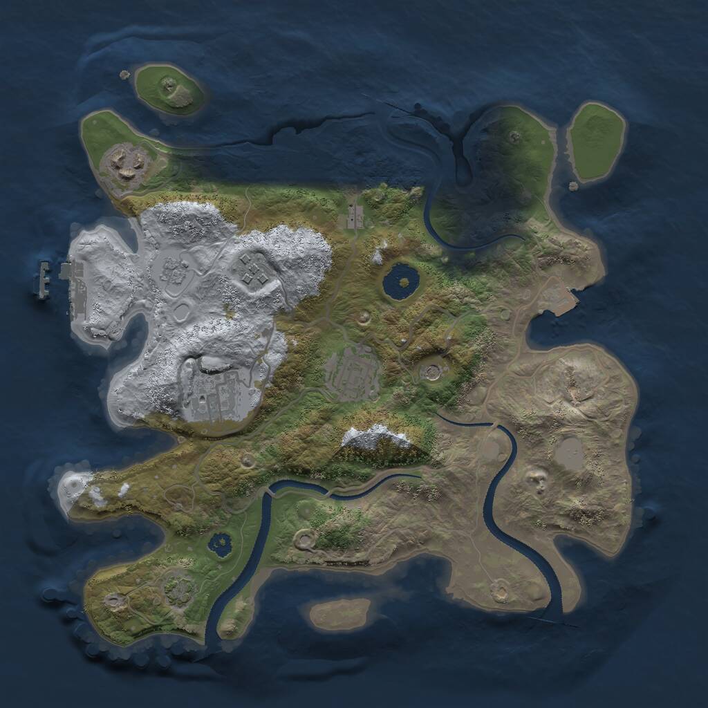 Rust Map: Procedural Map, Size: 3000, Seed: 1333541943, 9 Monuments