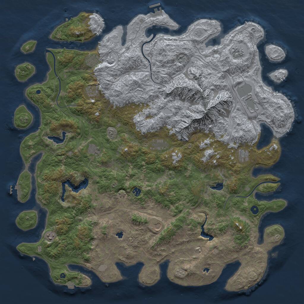 Rust Map: Procedural Map, Size: 5500, Seed: 1054883, 17 Monuments