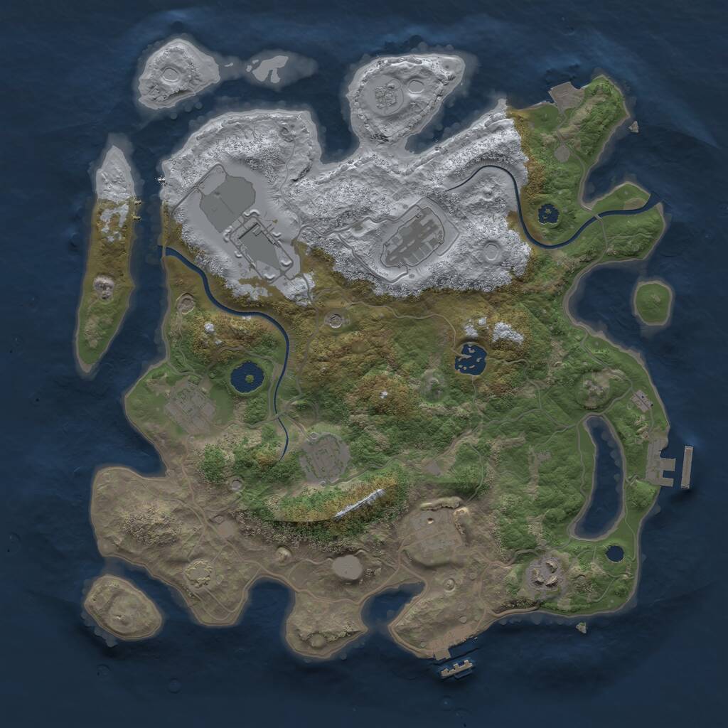 Rust Map: Procedural Map, Size: 3500, Seed: 1088587052, 13 Monuments
