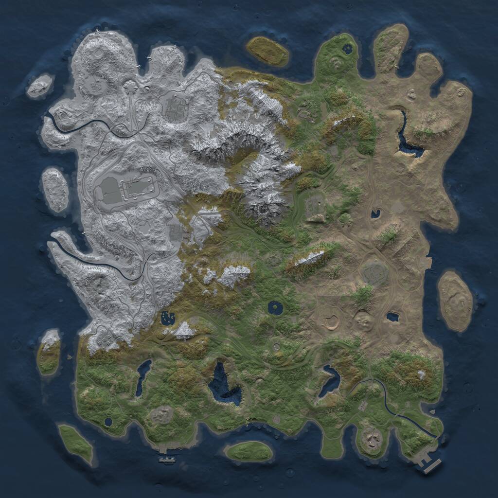 Rust Map: Procedural Map, Size: 5000, Seed: 50005, 16 Monuments