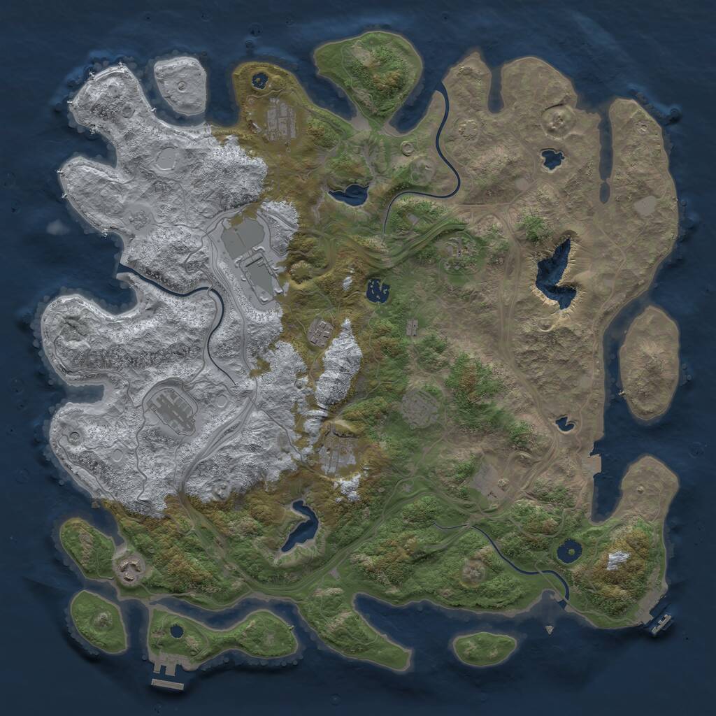 Rust Map: Procedural Map, Size: 4500, Seed: 517161594, 16 Monuments