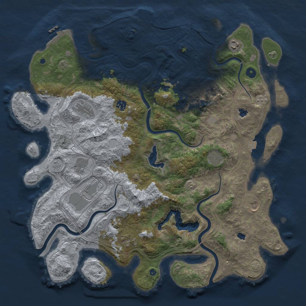 Rust Map: Procedural Map, Size: 4500, Seed: 663736995, 16 Monuments