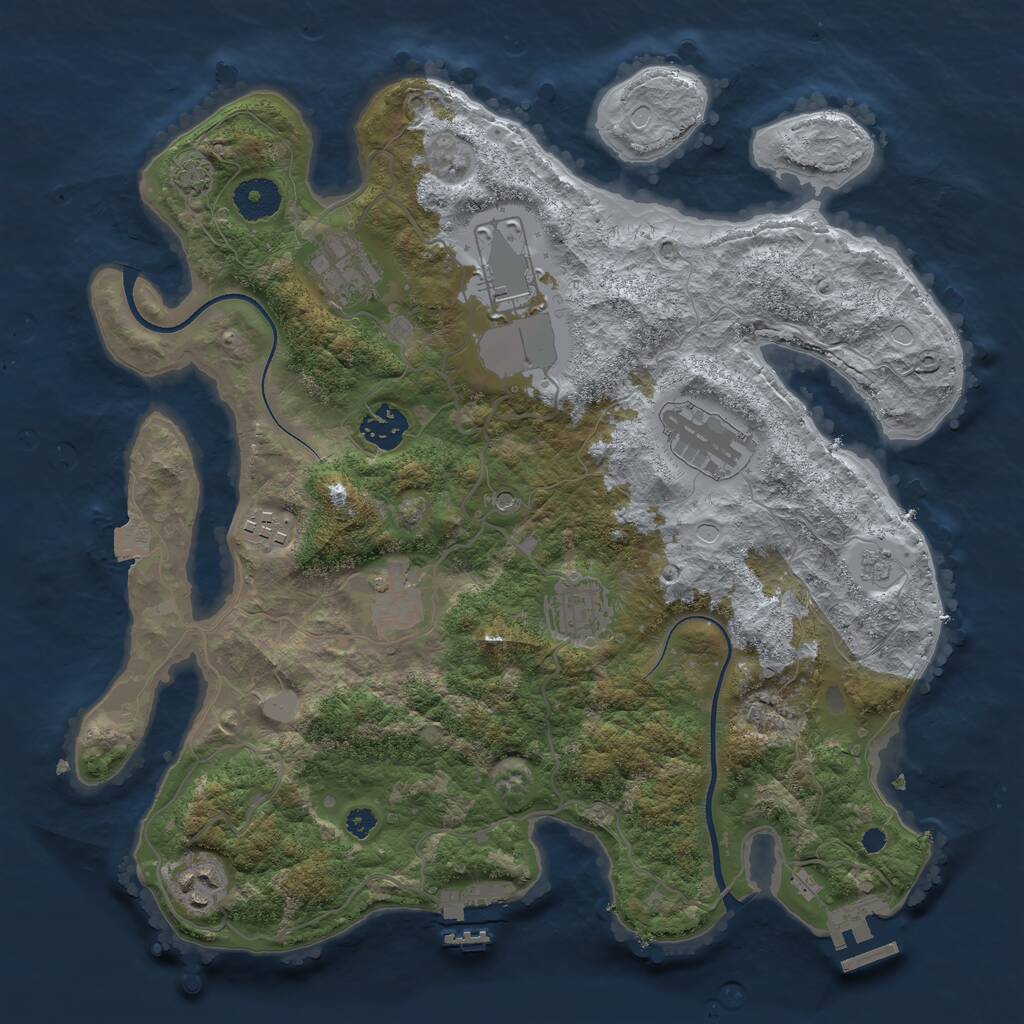 Rust Map: Procedural Map, Size: 3500, Seed: 5566333, 14 Monuments