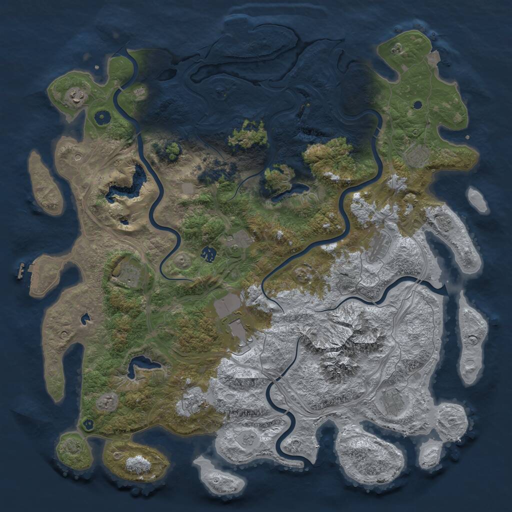 Rust Map: Procedural Map, Size: 5000, Seed: 19850102, 16 Monuments