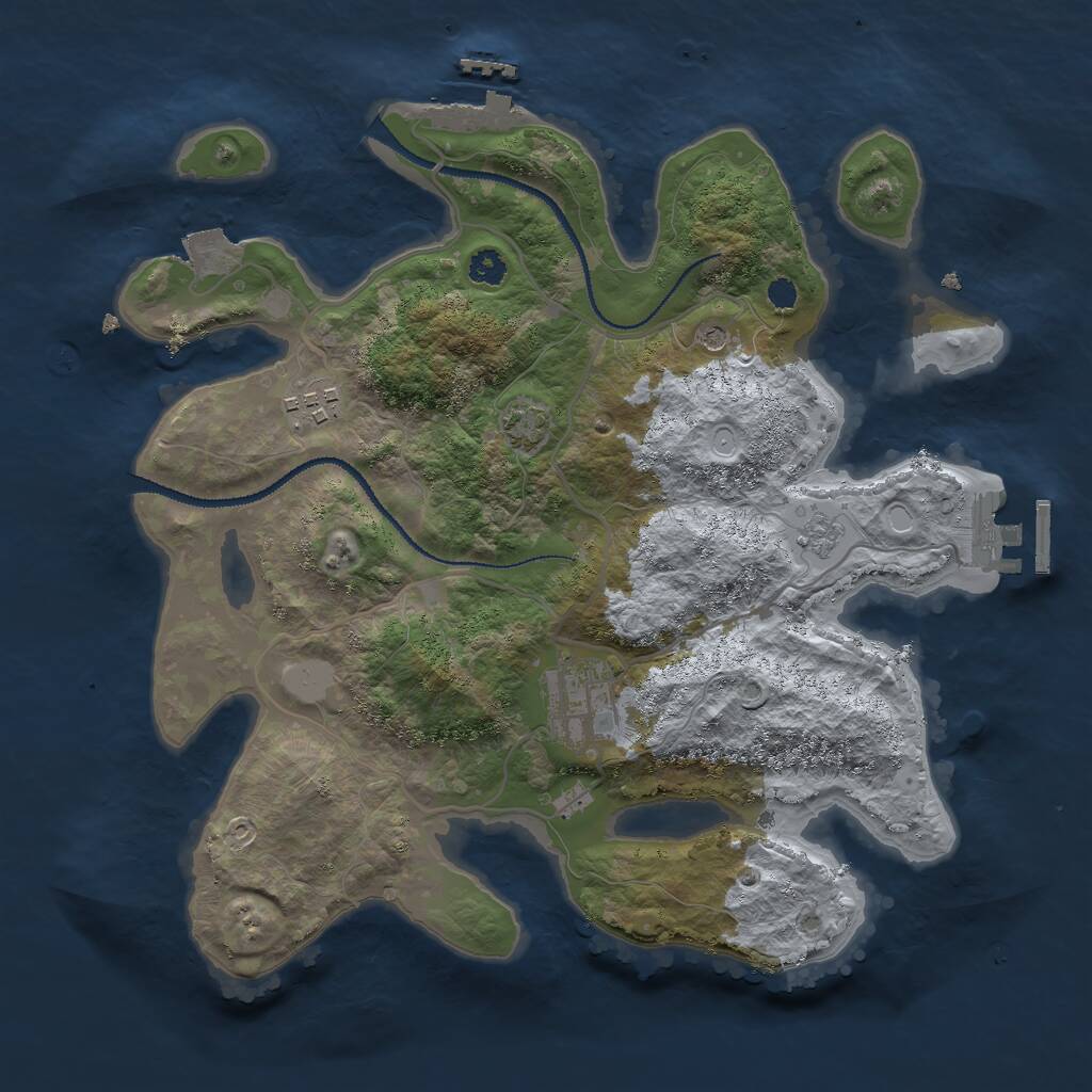 Rust Map: Procedural Map, Size: 3000, Seed: 412271774, 8 Monuments