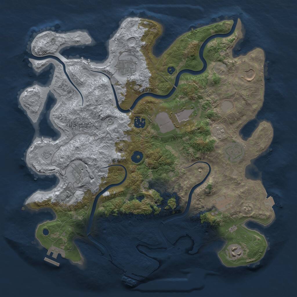 Rust Map: Procedural Map, Size: 3750, Seed: 492144262, 15 Monuments