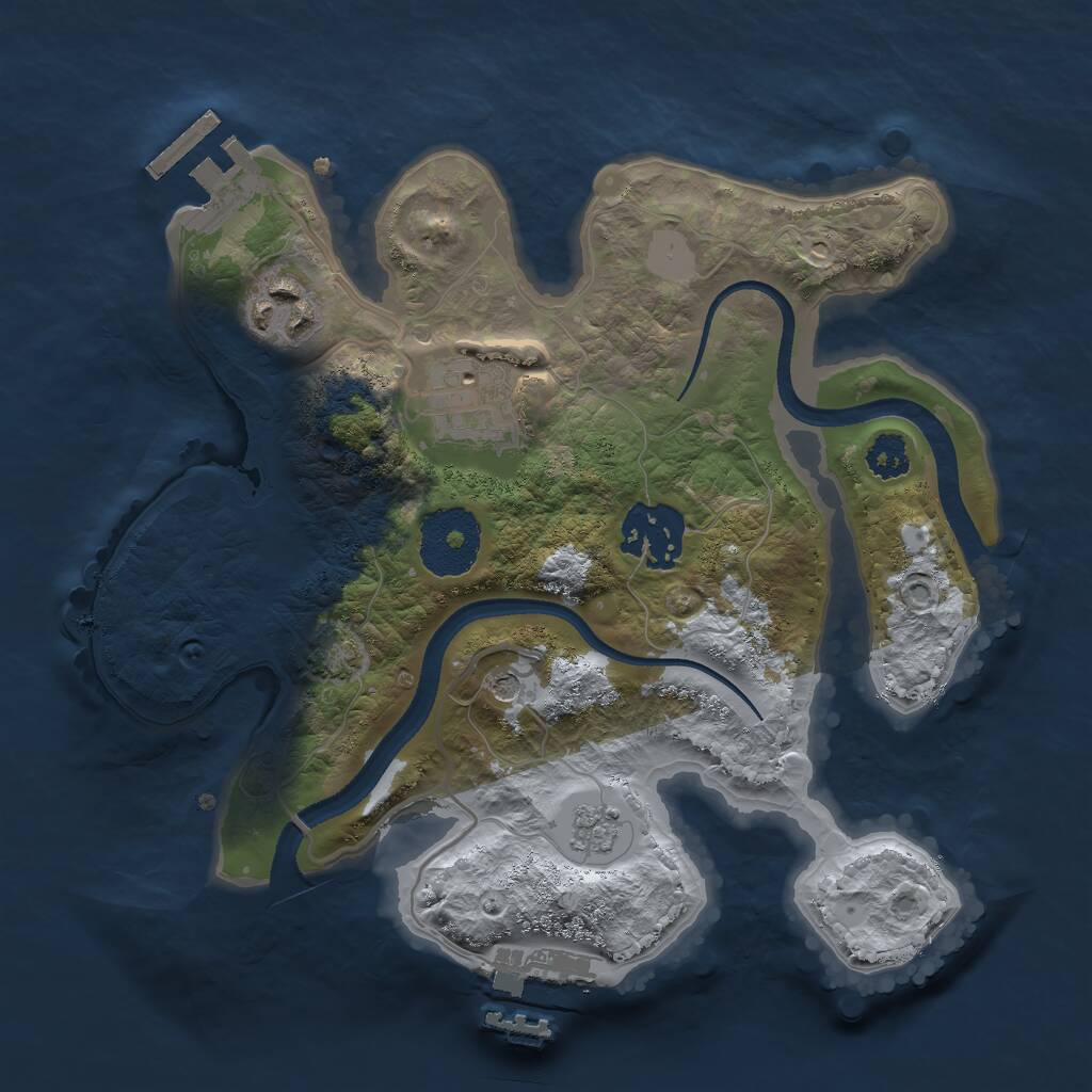 Rust Map: Procedural Map, Size: 2500, Seed: 55211, 9 Monuments