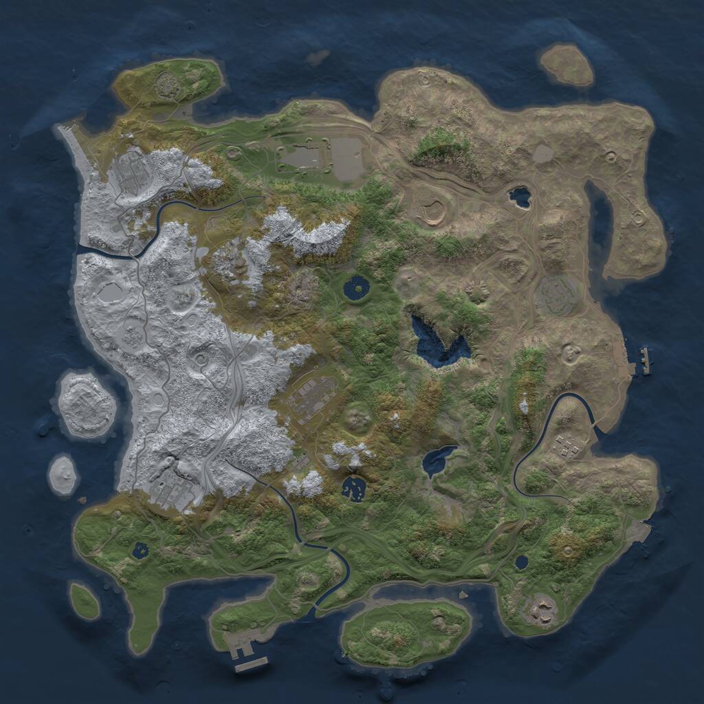 Rust Map: Procedural Map, Size: 4250, Seed: 1294032170, 16 Monuments