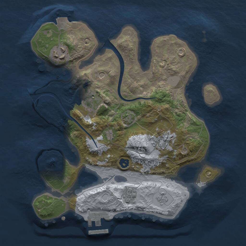 Rust Map: Procedural Map, Size: 2500, Seed: 1392602422, 9 Monuments