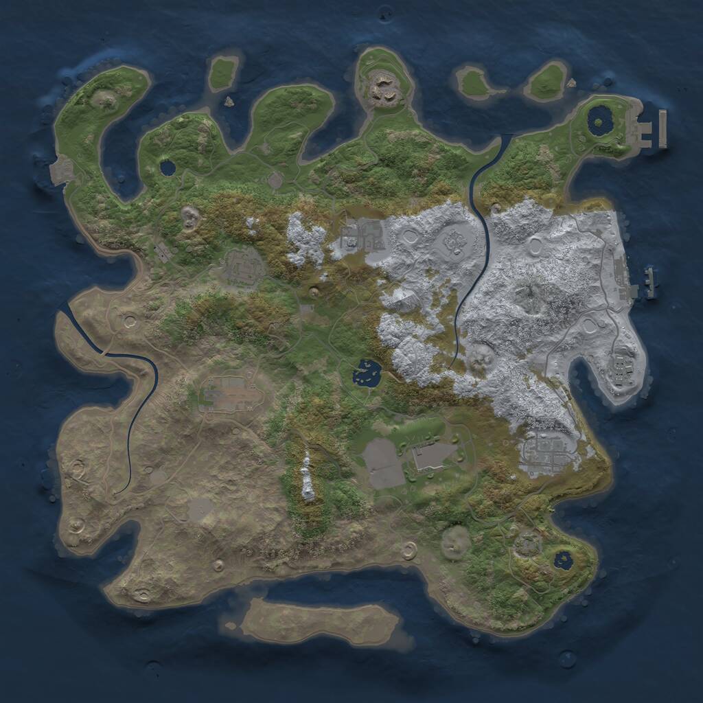 Rust Map: Procedural Map, Size: 3700, Seed: 1972681472, 14 Monuments