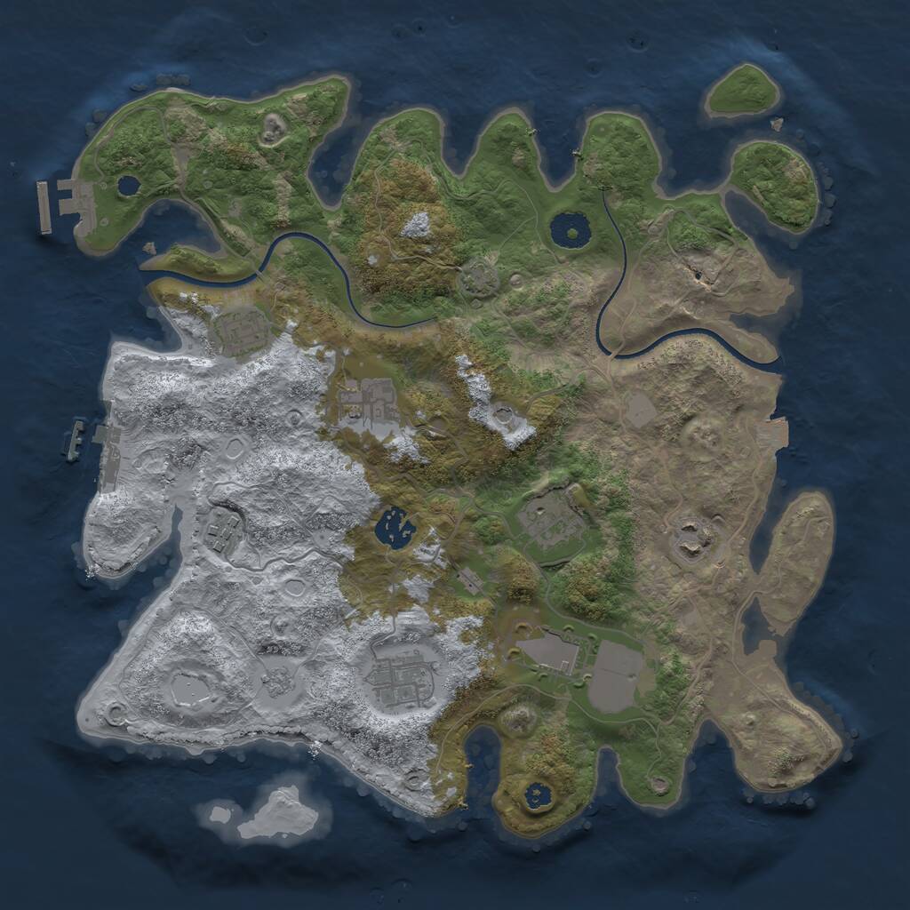 Rust Map: Procedural Map, Size: 3500, Seed: 708150237, 14 Monuments