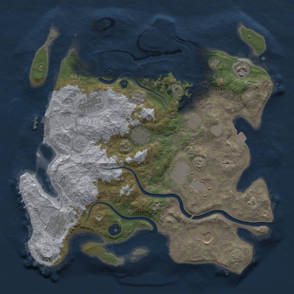 Rust Map: Procedural Map, Size: 3600, Seed: 614981370, 14 Monuments