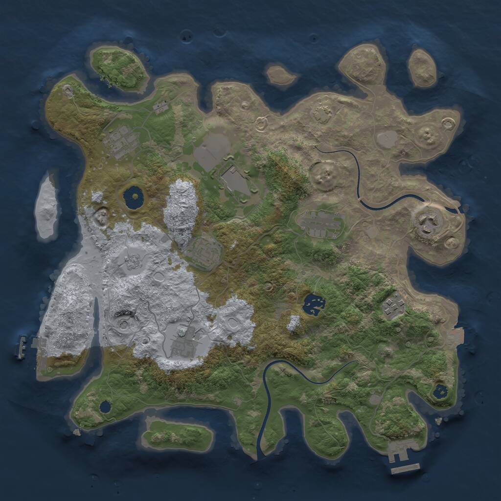 Rust Map: Procedural Map, Size: 3500, Seed: 320078875, 14 Monuments