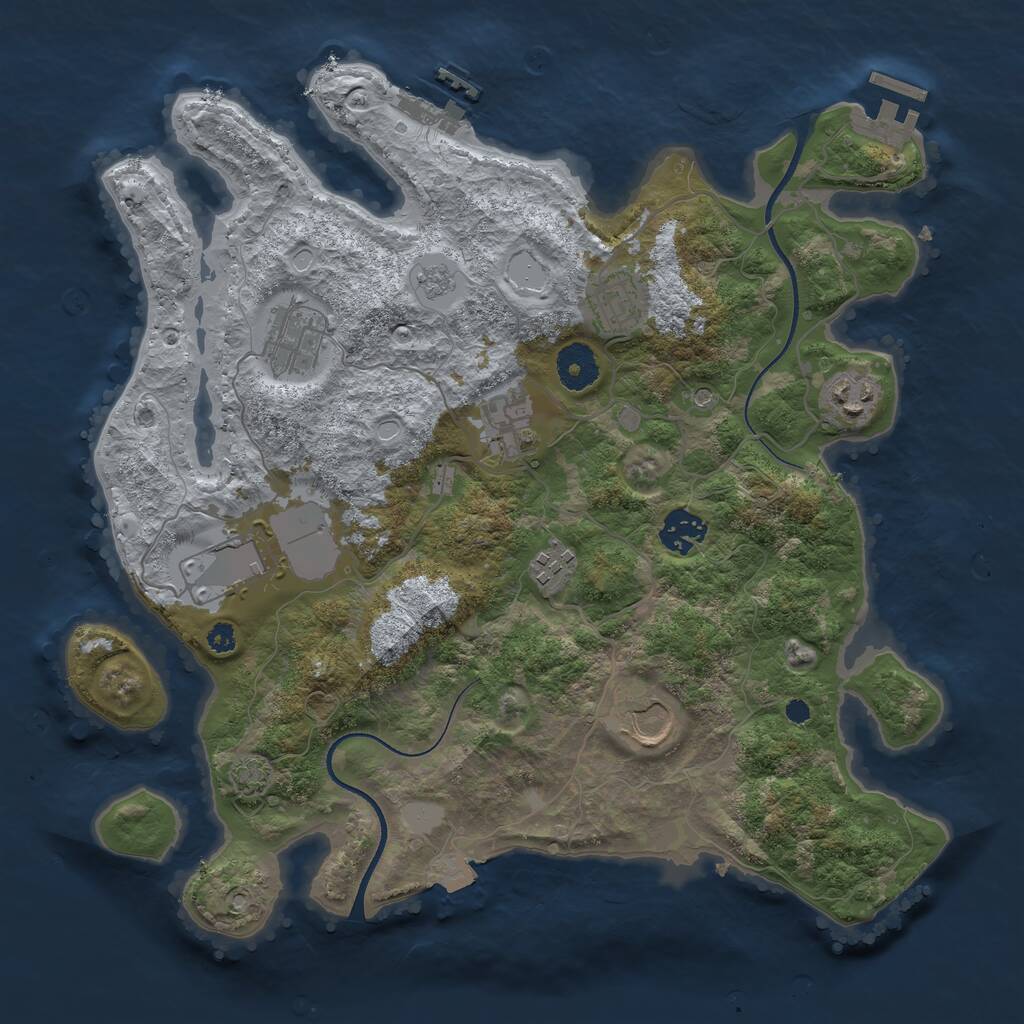 Rust Map: Procedural Map, Size: 3500, Seed: 410314068, 14 Monuments