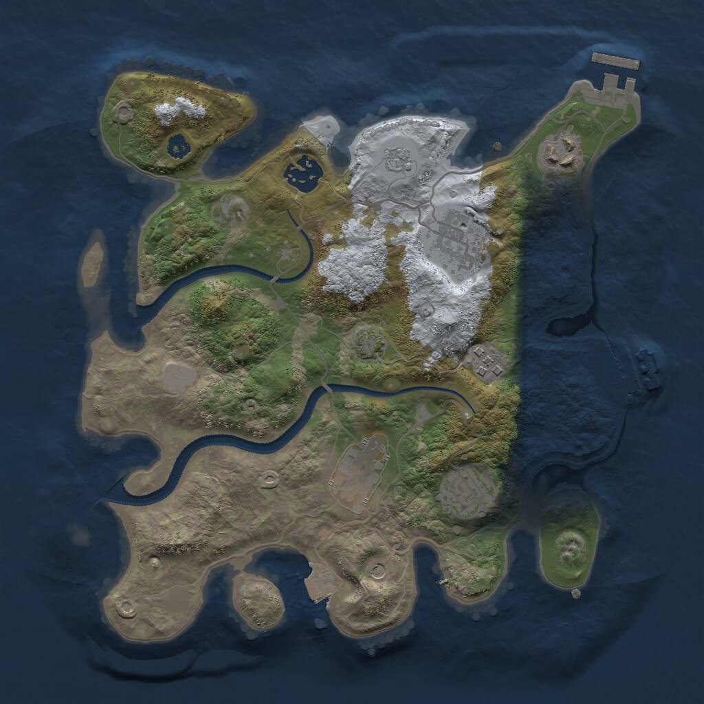 Rust Map: Procedural Map, Size: 3000, Seed: 9061, 12 Monuments