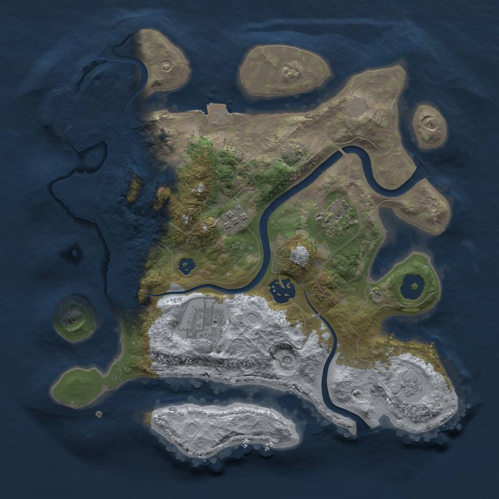 Rust Map: Procedural Map, Size: 3000, Seed: 975733765, 9 Monuments