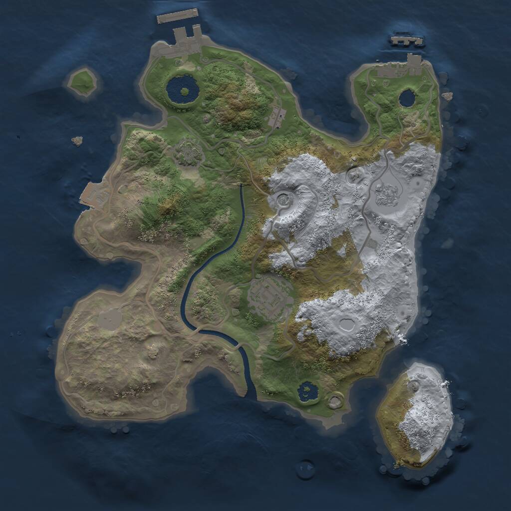 Rust Map: Procedural Map, Size: 2500, Seed: 1234676, 7 Monuments