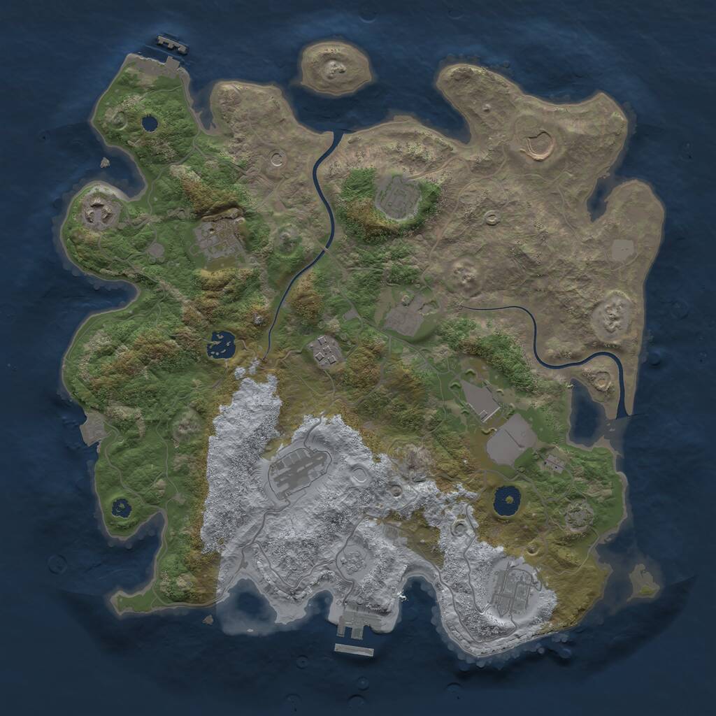 Rust Map: Procedural Map, Size: 3700, Seed: 596668361, 16 Monuments