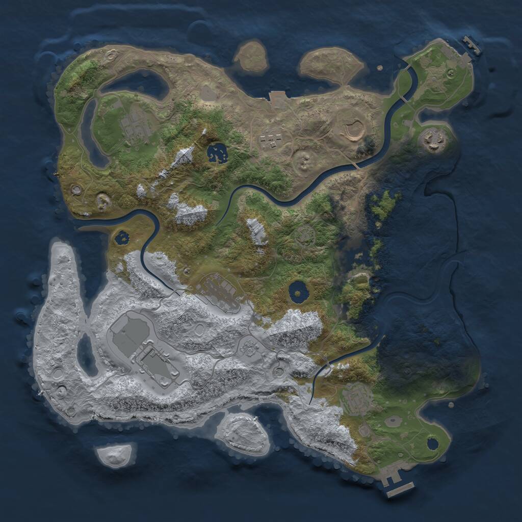 Rust Map: Procedural Map, Size: 3700, Seed: 1944862627, 15 Monuments