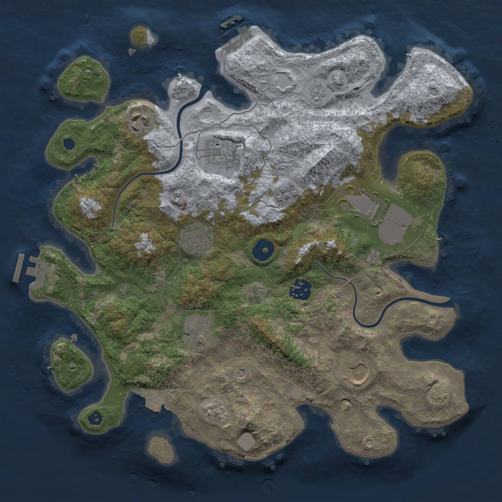 Rust Map: Procedural Map, Size: 3500, Seed: 1014685491, 14 Monuments