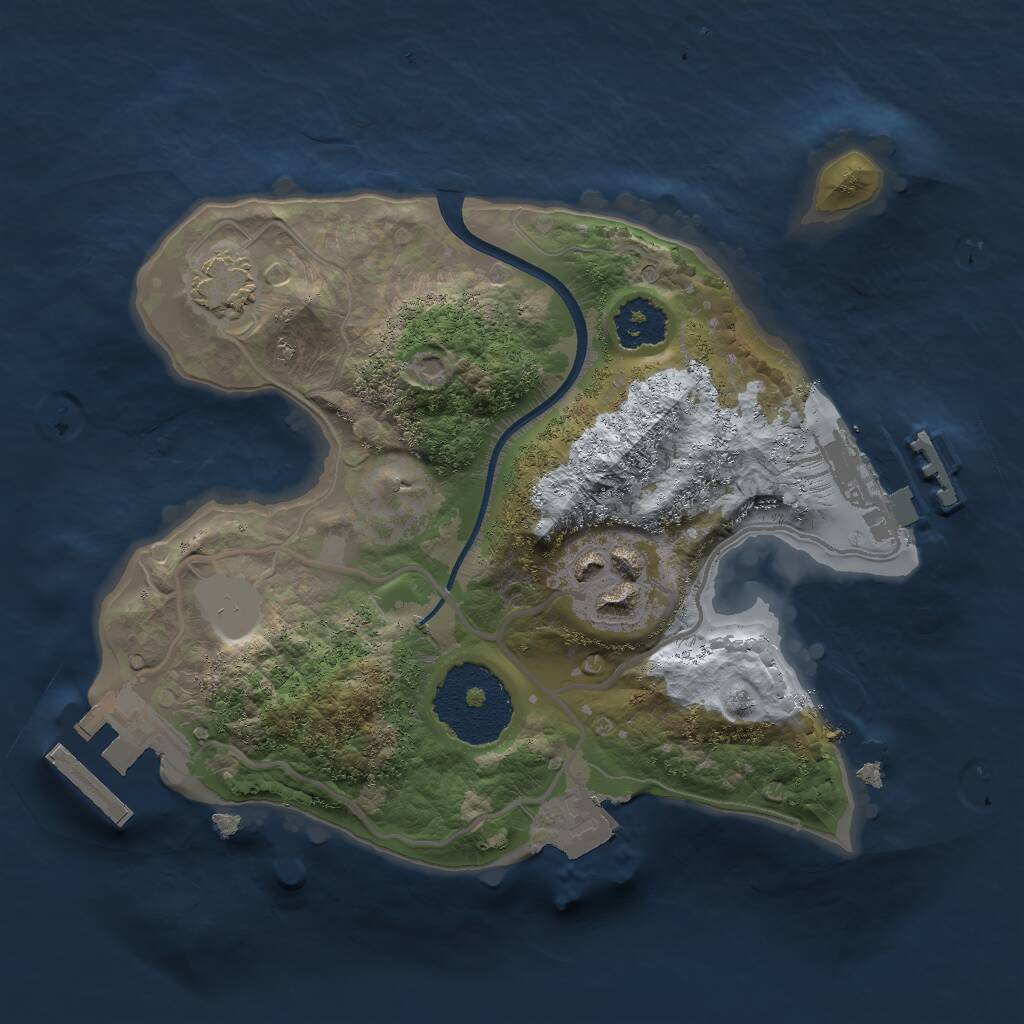 Rust Map: Procedural Map, Size: 2000, Seed: 3572890, 5 Monuments