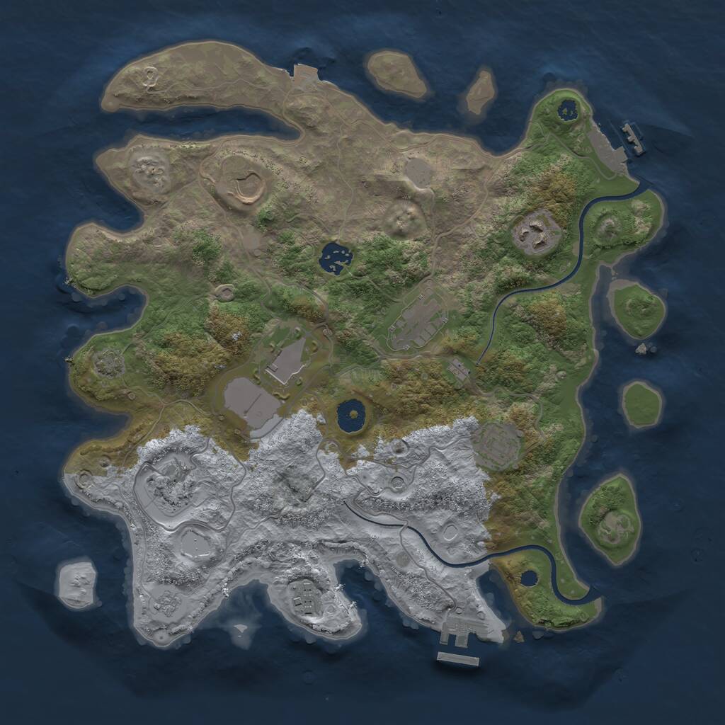 Rust Map: Procedural Map, Size: 3500, Seed: 78310355, 14 Monuments