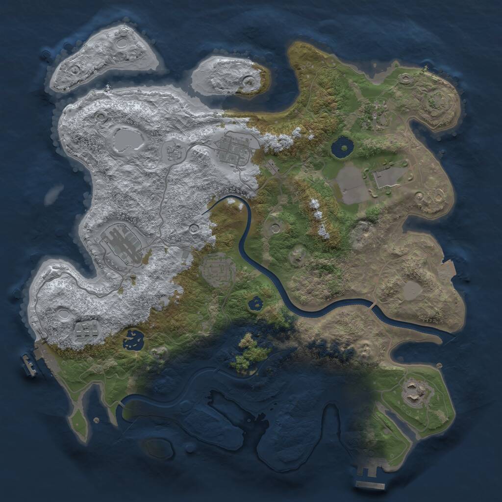 Rust Map: Procedural Map, Size: 3500, Seed: 314969558, 14 Monuments