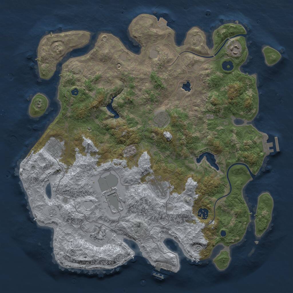 Rust Map: Procedural Map, Size: 4000, Seed: 997304244, 14 Monuments