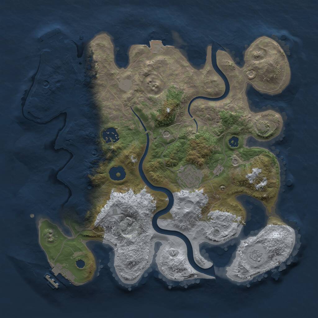 Rust Map: Procedural Map, Size: 3000, Seed: 198216, 8 Monuments