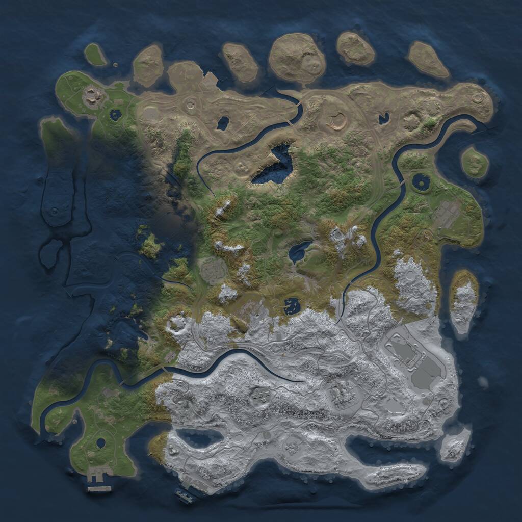 Rust Map: Procedural Map, Size: 4500, Seed: 32645512, 16 Monuments