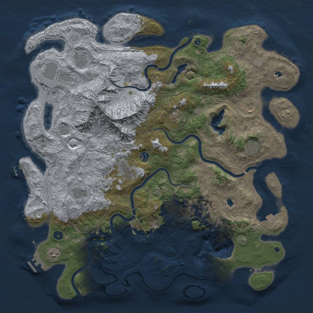Rust Map: Procedural Map, Size: 5000, Seed: 38835, 17 Monuments