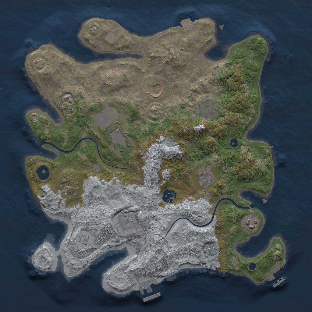 Rust Map: Procedural Map, Size: 3500, Seed: 1646440509, 15 Monuments