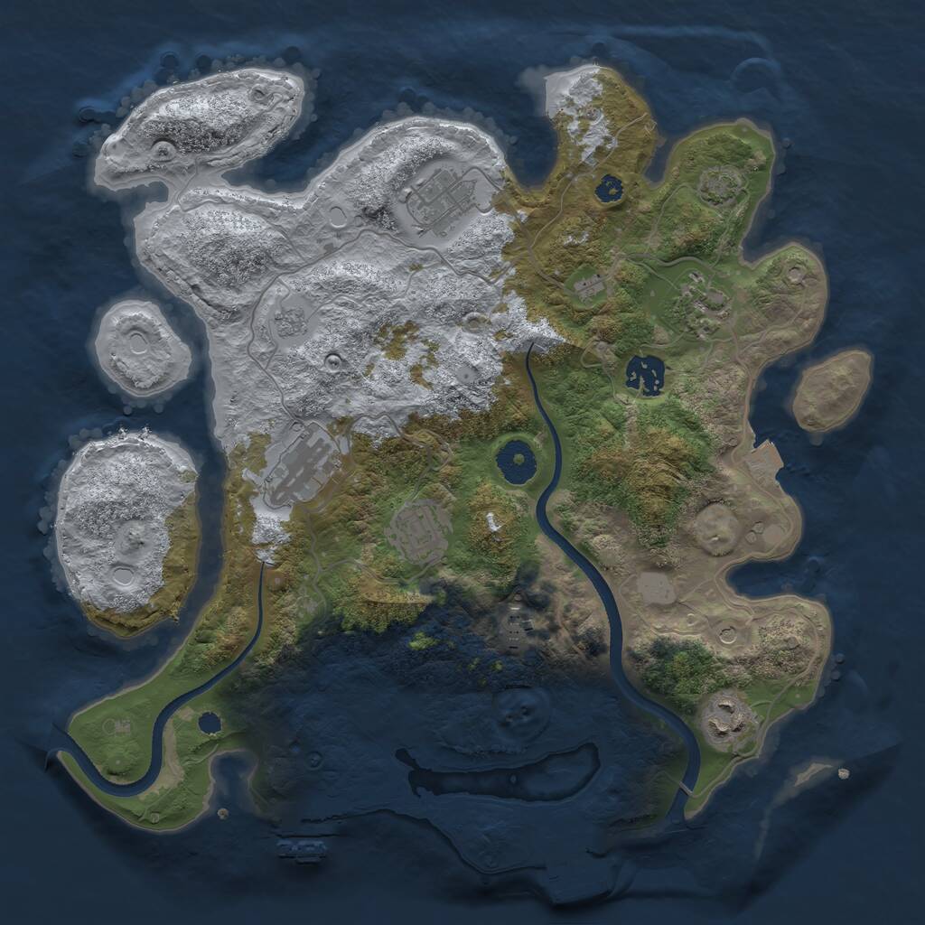 Rust Map: Procedural Map, Size: 3400, Seed: 1233, 13 Monuments
