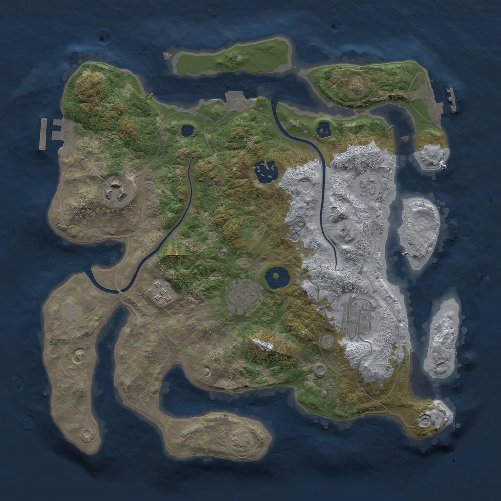 Rust Map: Procedural Map, Size: 3200, Seed: 1403044682, 11 Monuments