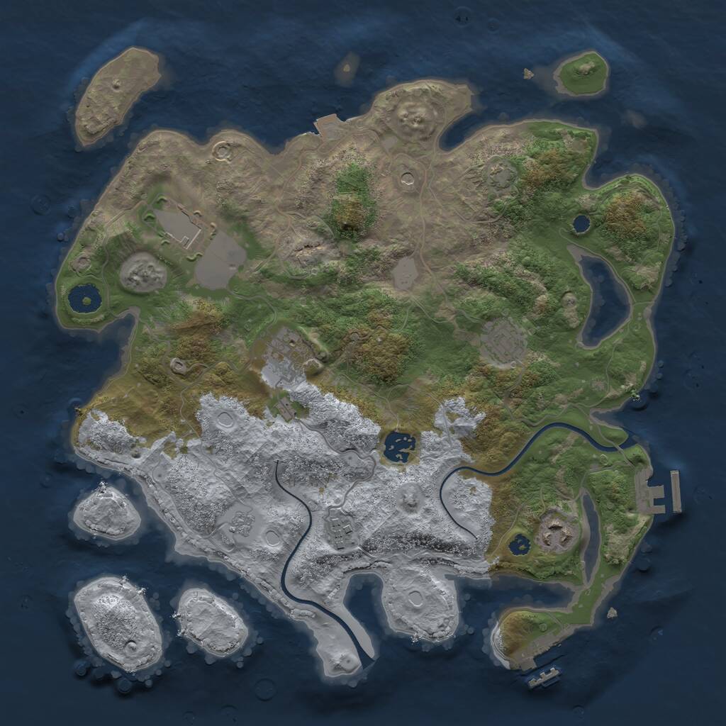 Rust Map: Procedural Map, Size: 3500, Seed: 598619144, 12 Monuments