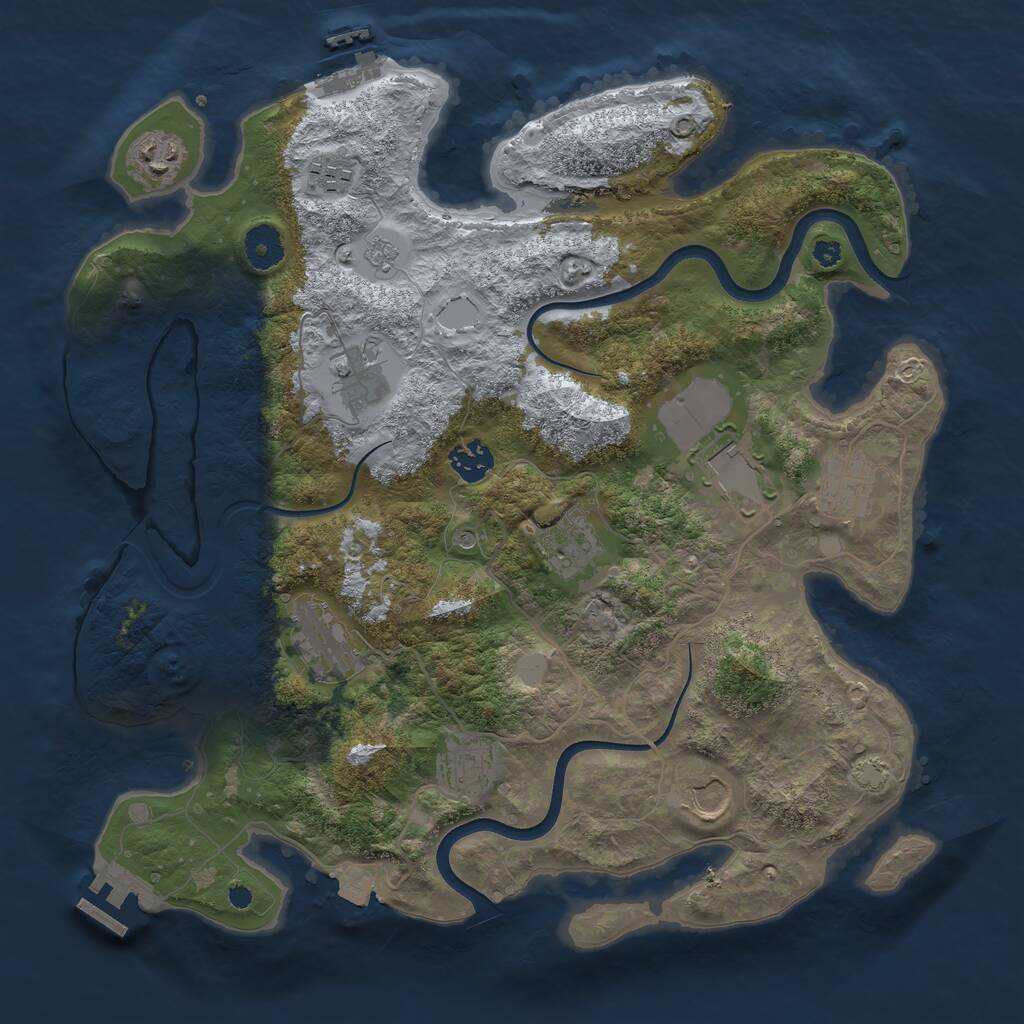 Rust Map: Procedural Map, Size: 3700, Seed: 1986180381, 16 Monuments