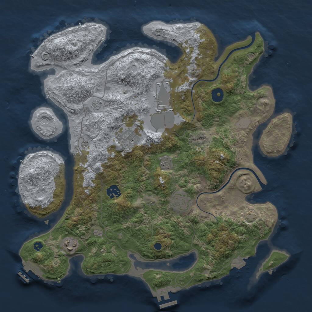 Rust Map: Procedural Map, Size: 3500, Seed: 1233, 12 Monuments