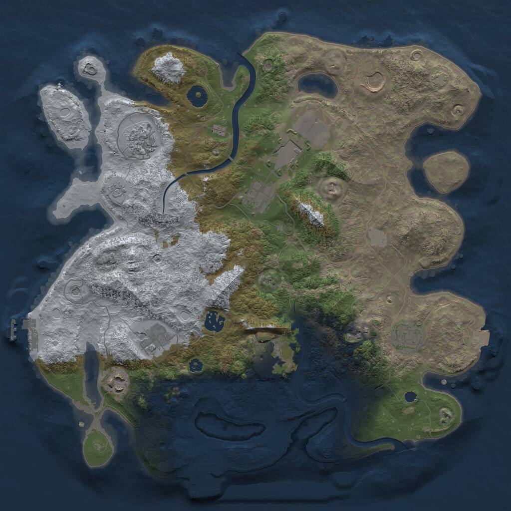 Rust Map: Procedural Map, Size: 3750, Seed: 1081198523, 16 Monuments