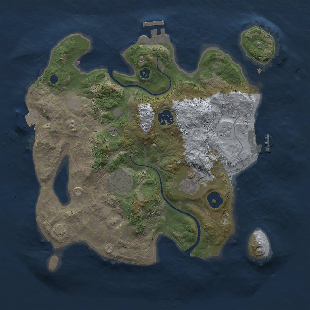 Rust Map: Procedural Map, Size: 3000, Seed: 1816033428, 9 Monuments