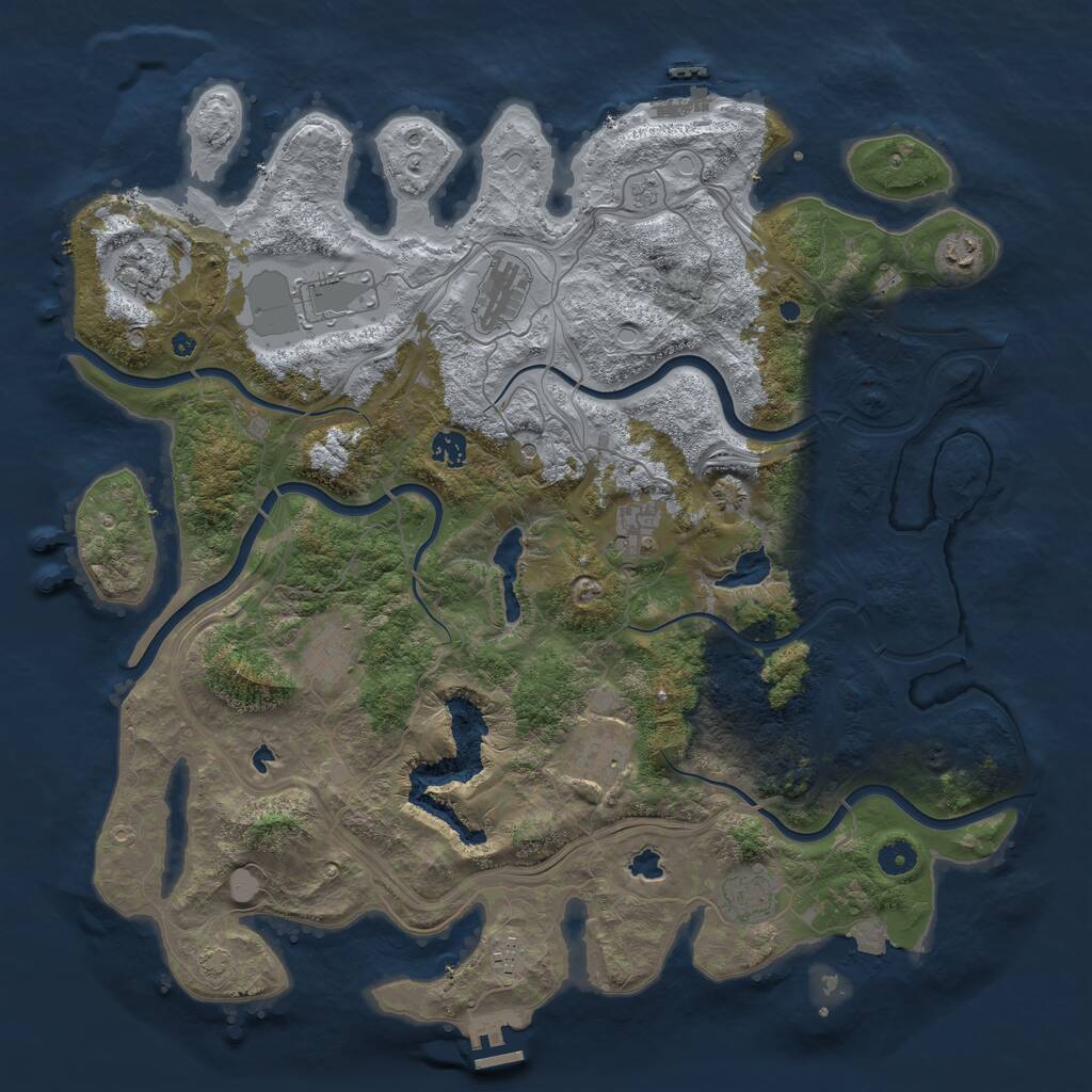 Rust Map: Procedural Map, Size: 4500, Seed: 1381233205, 16 Monuments