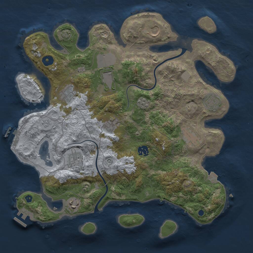Rust Map: Procedural Map, Size: 3500, Seed: 1797600352, 16 Monuments