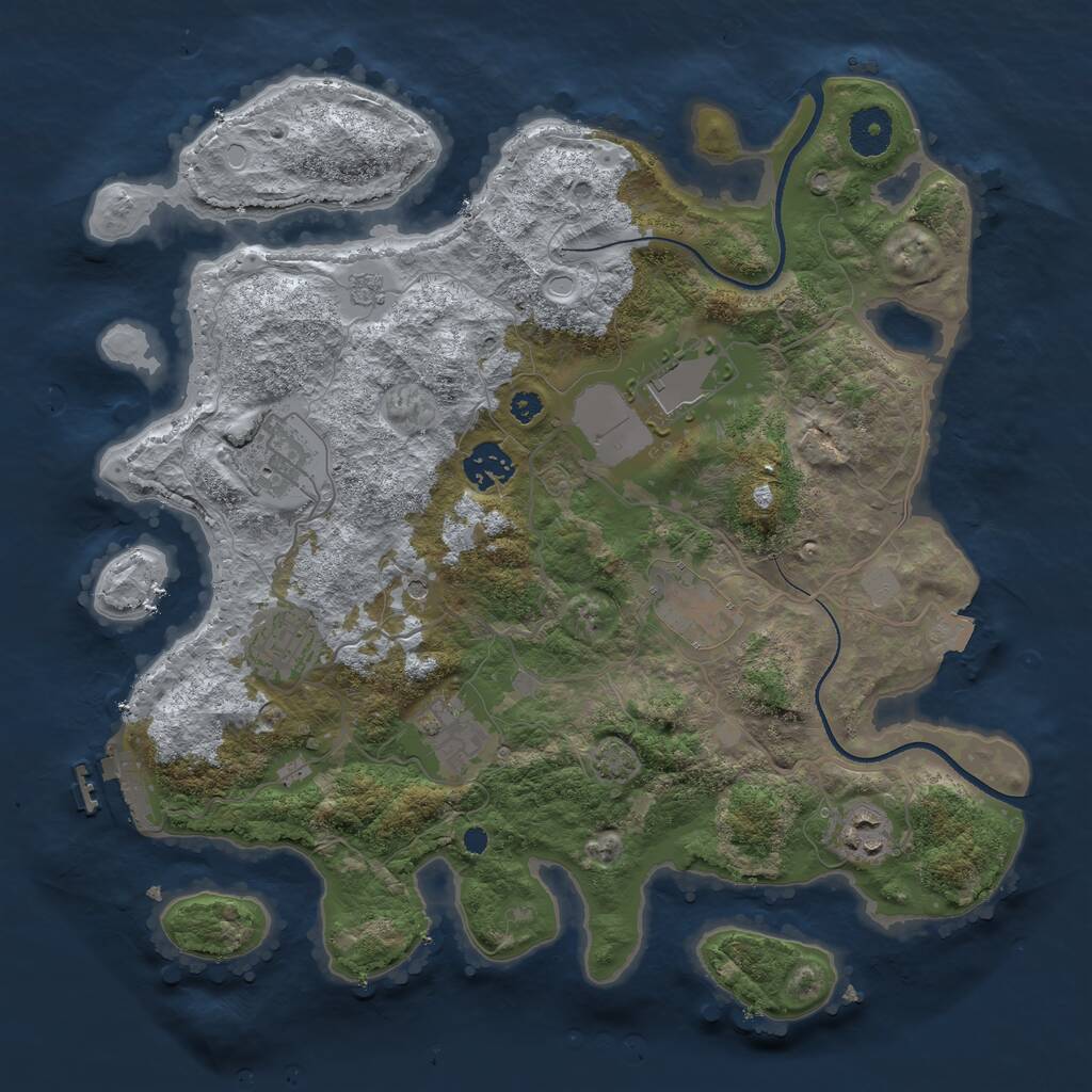 Rust Map: Procedural Map, Size: 3500, Seed: 5596191, 12 Monuments