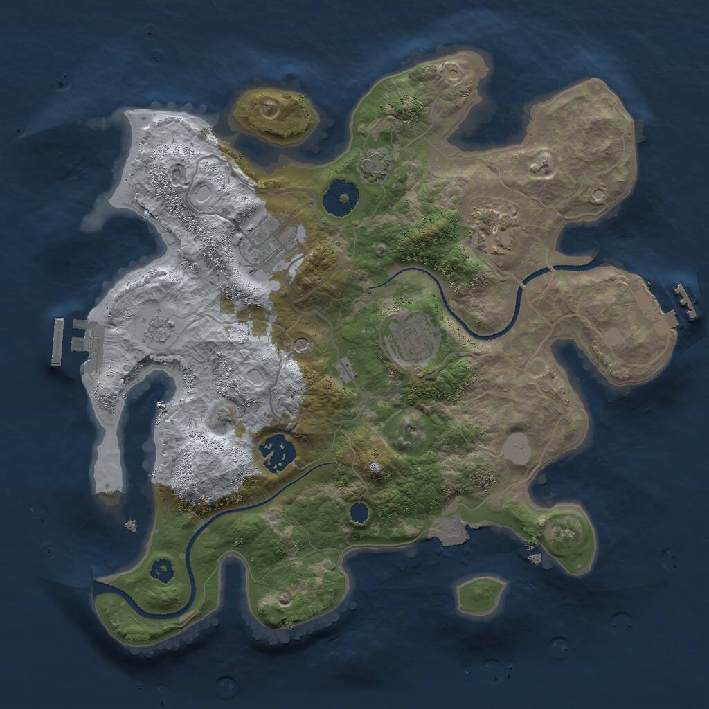 Rust Map: Procedural Map, Size: 3000, Seed: 3872201, 10 Monuments