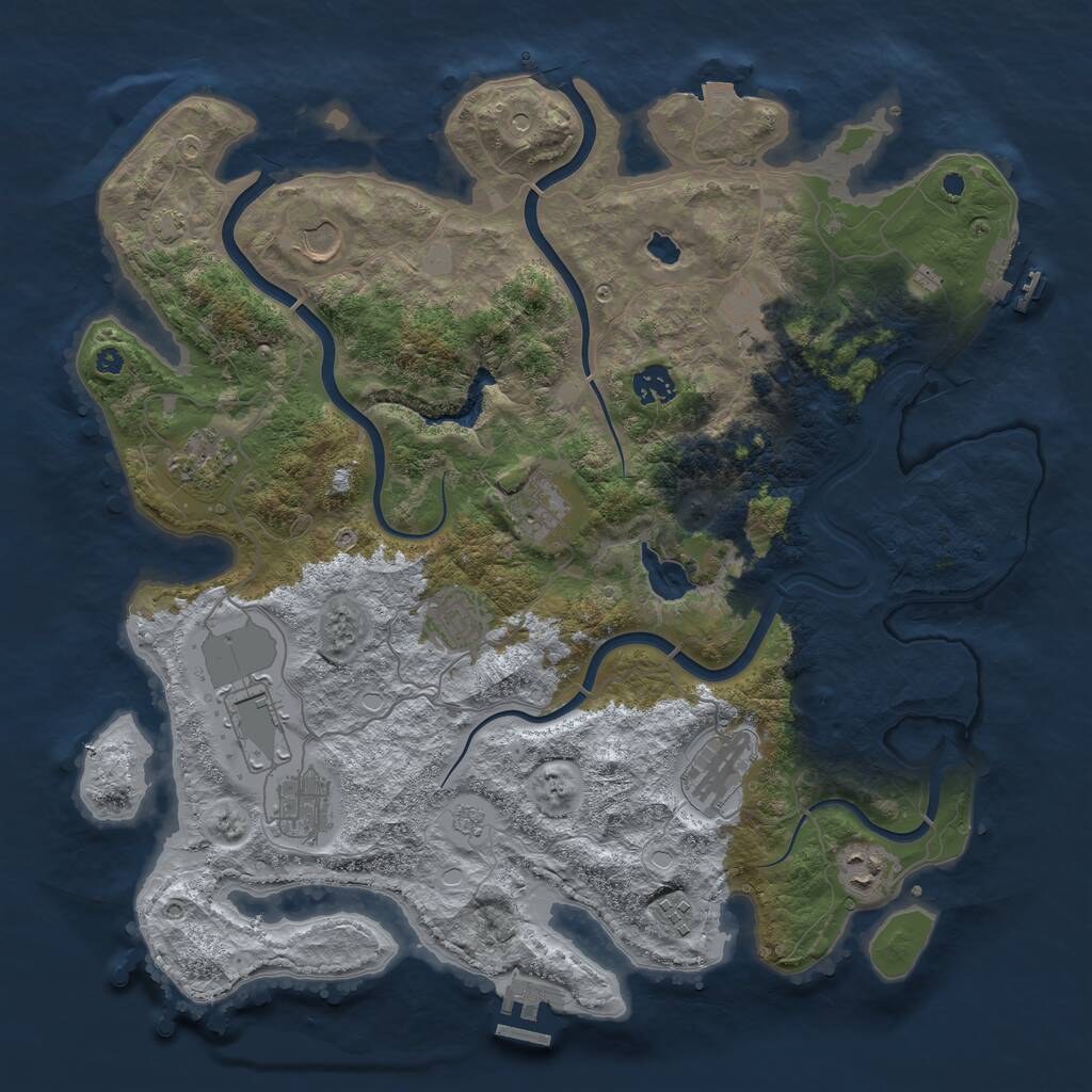 Rust Map: Procedural Map, Size: 4000, Seed: 135000010, 17 Monuments