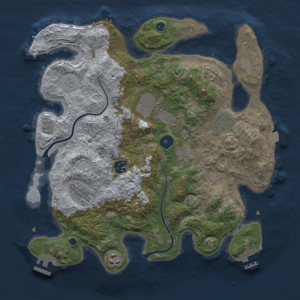 Rust Map: Procedural Map, Size: 3500, Seed: 56465, 13 Monuments