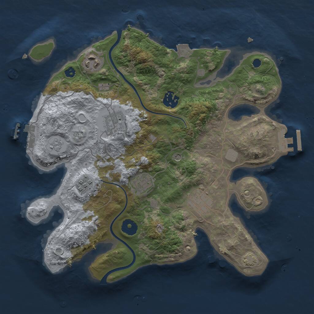 Rust Map: Procedural Map, Size: 3000, Seed: 651968814, 12 Monuments