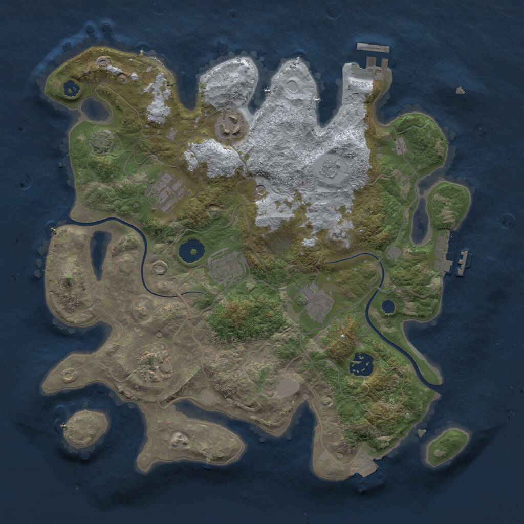 Rust Map: Procedural Map, Size: 3250, Seed: 1850455758, 12 Monuments