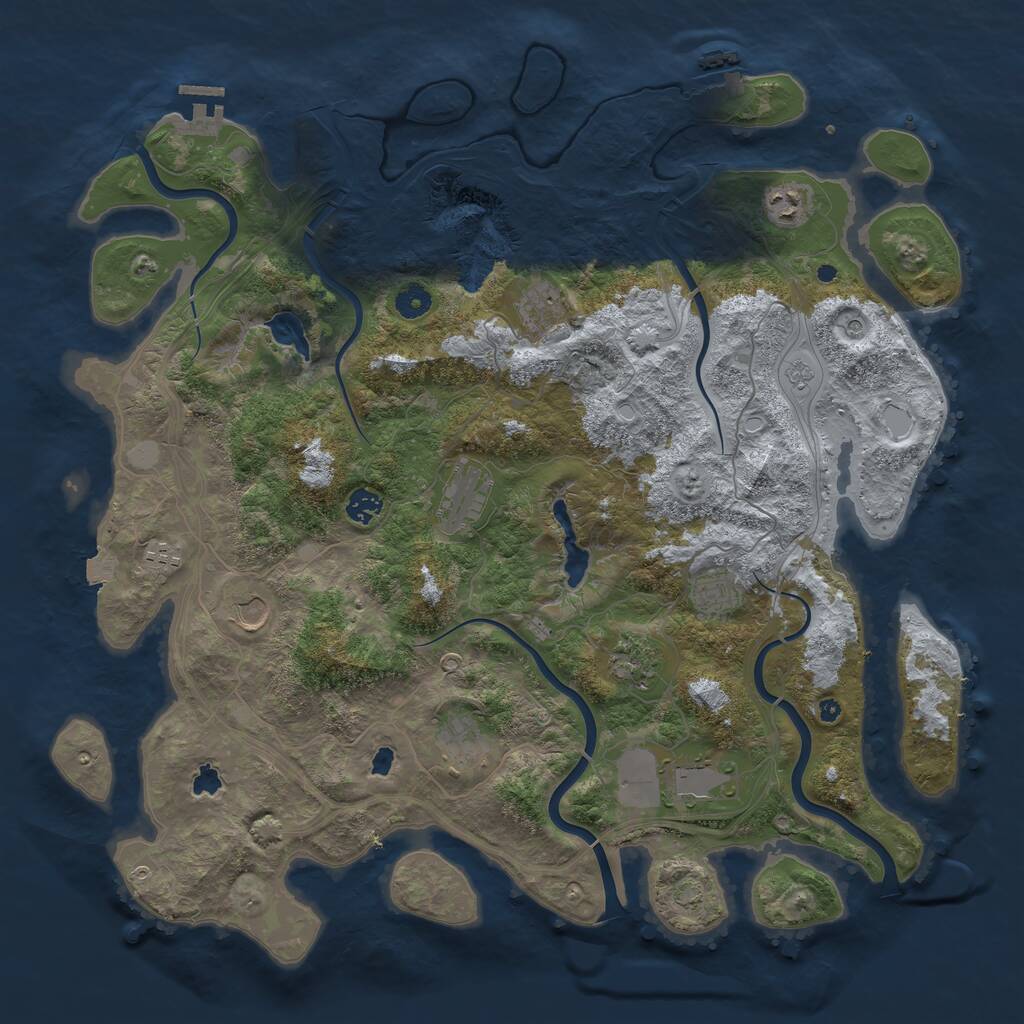 Rust Map: Procedural Map, Size: 4500, Seed: 834385389, 16 Monuments